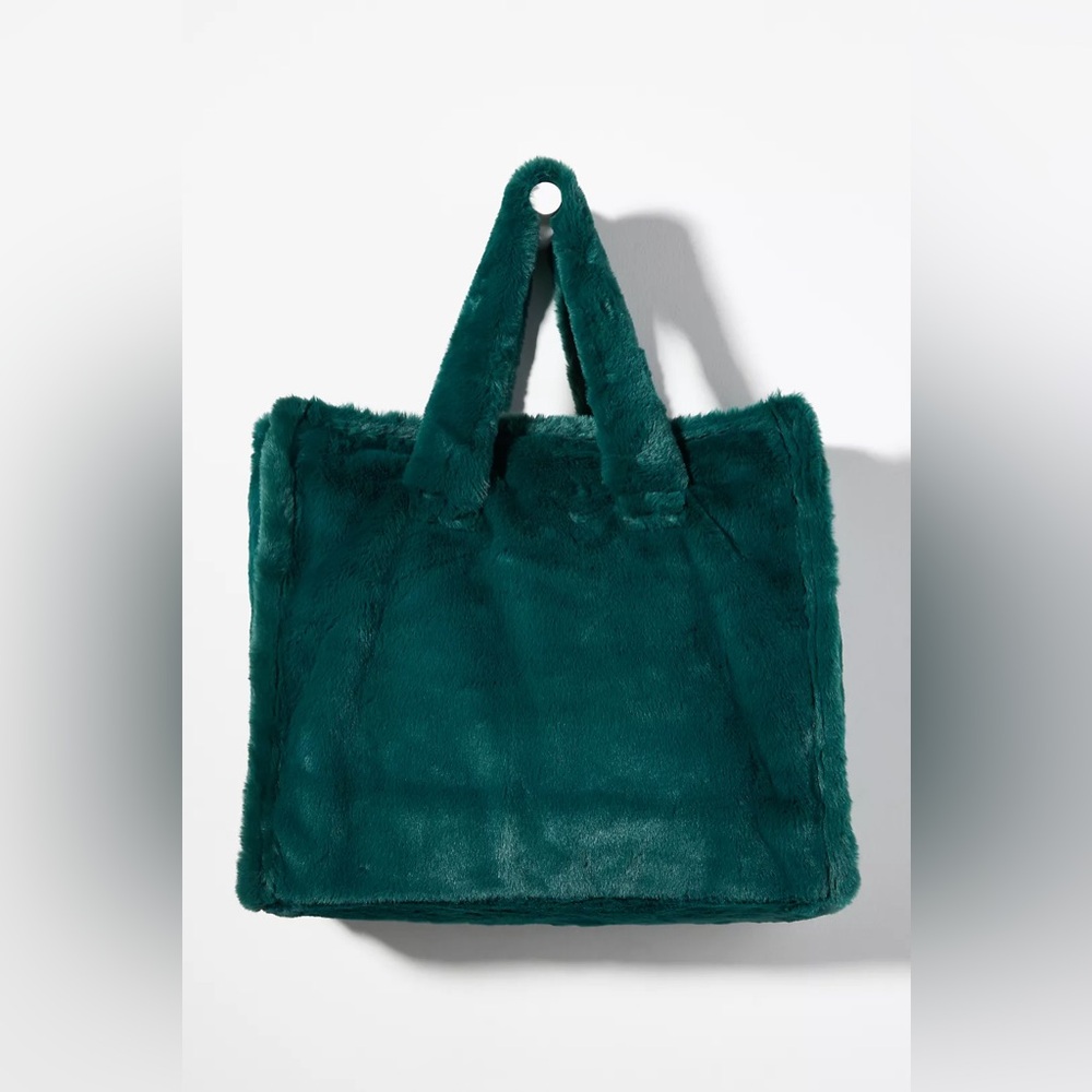 Anthropologie Cozy Faux Fur Tote Green
